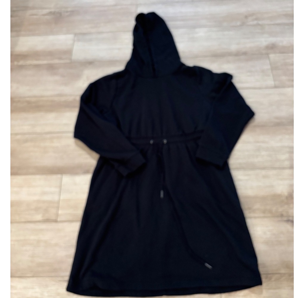Torrid Black Fleece Hoodie Dress Drawstring Waist Long Sleeve Plus Size 1 1X